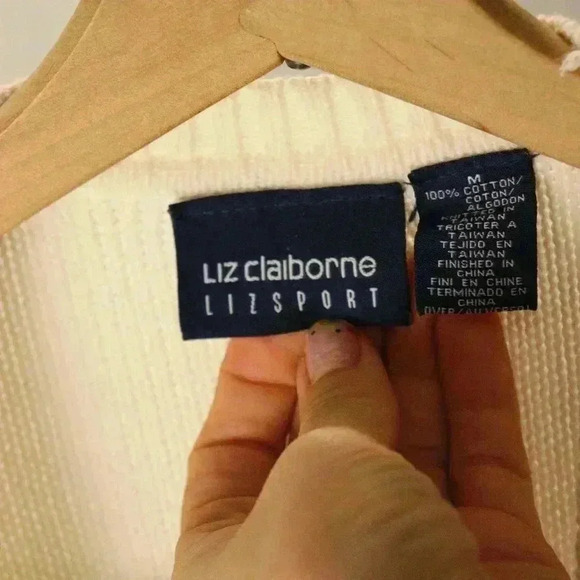 Liz Claiborne Lizsport m 100% Cotton knitted floral cardigans cottage sweater - Picture 4 of 16